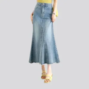 Light wash mermaid jean skirt for women