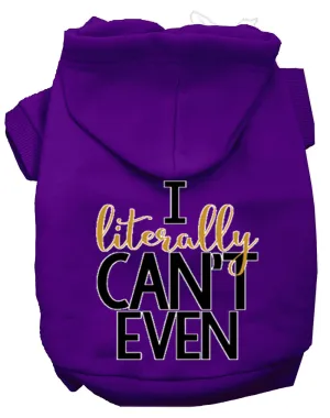 Literally Can't Even Screen Print Dog Hoodie Purple M