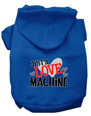 Love Machine Screen Print Dog Hoodie Blue Xl