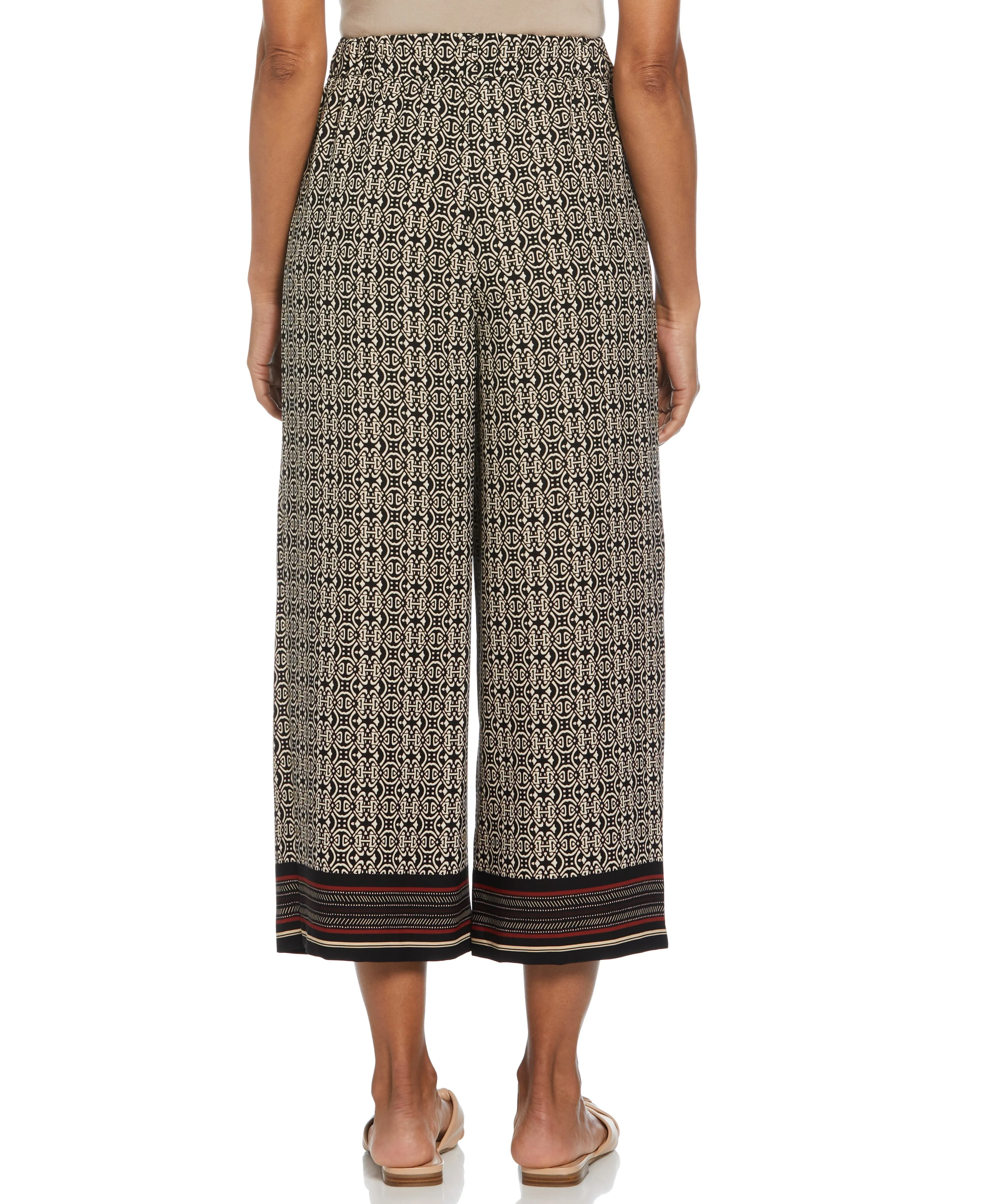 Medallion Print Wide Leg Crop Pant