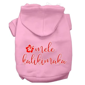 Mele Kalikimaka Screen Print Dog Hoodie Light Pink S