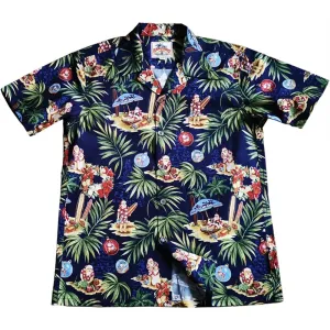 Men's Hawaiian Aloha Floral Print Shirt - Short Sleeves - Cuban Collar - 100% Cotton - Vintage Style