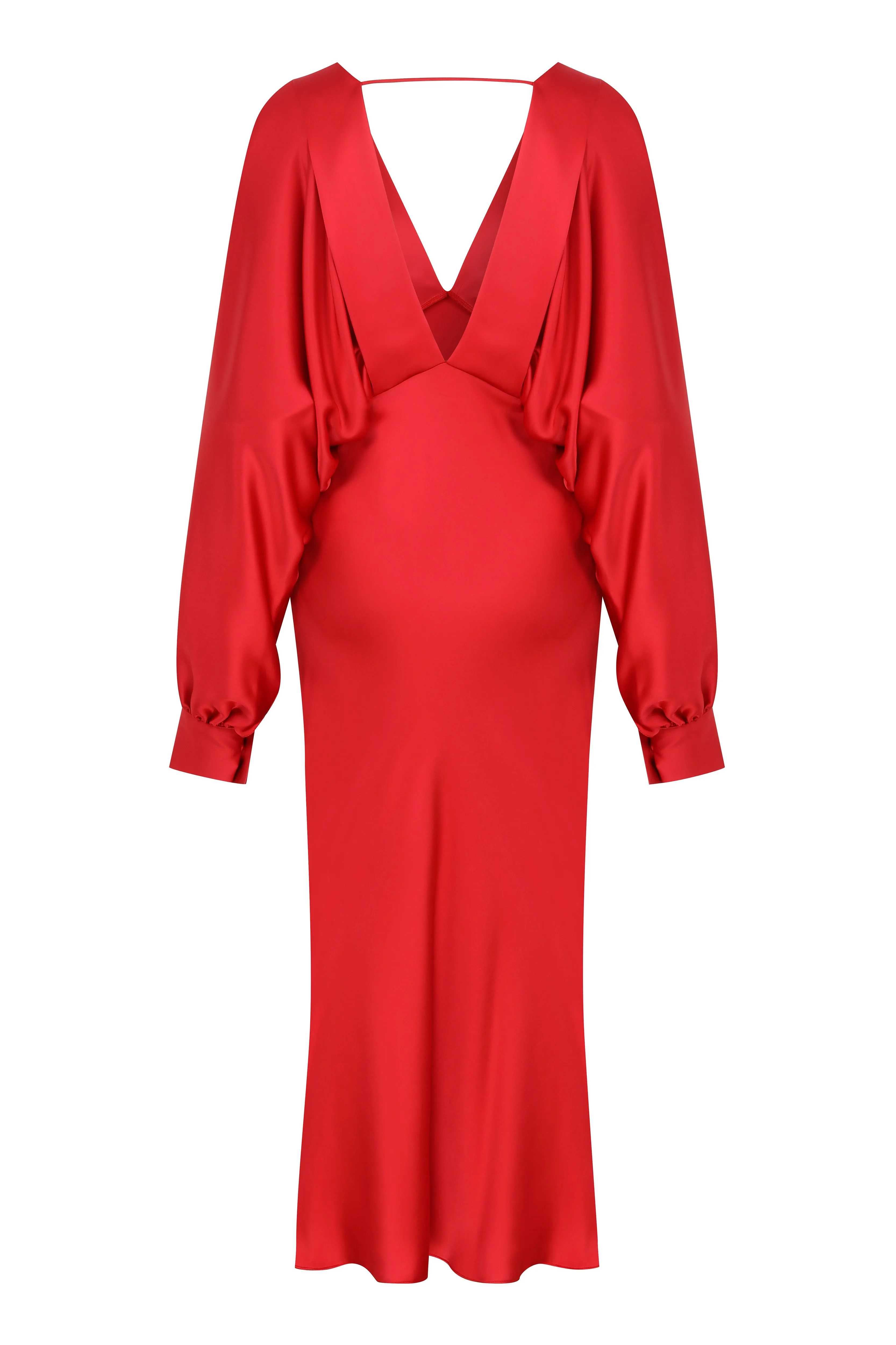 Mila V Neck Satin Dress in Rouge