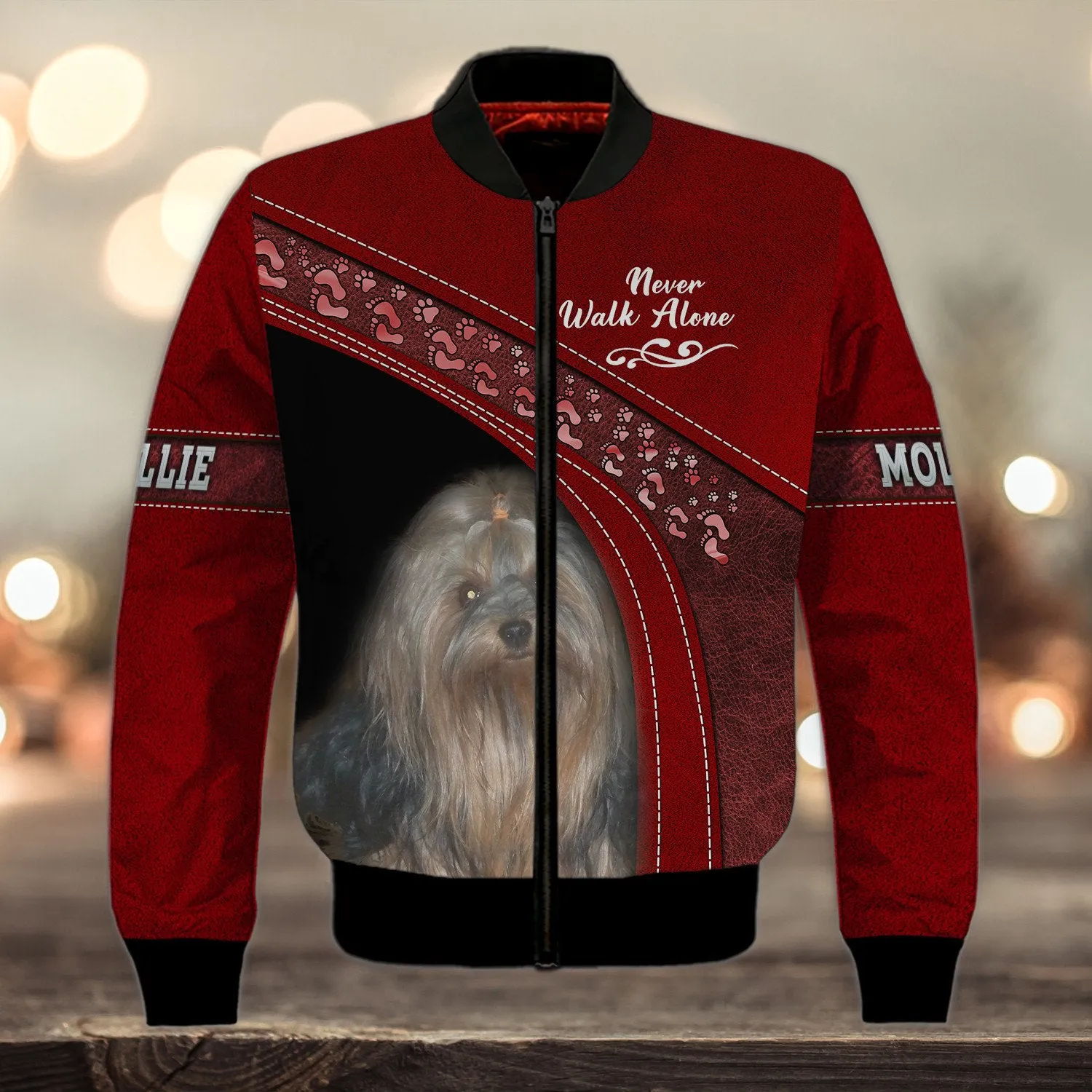 Mollie Love Never Walk Alone Red 3D Full Print Shirts, Shirt For Dog Lovers, Dog Memorial Gifts for loss of Dog