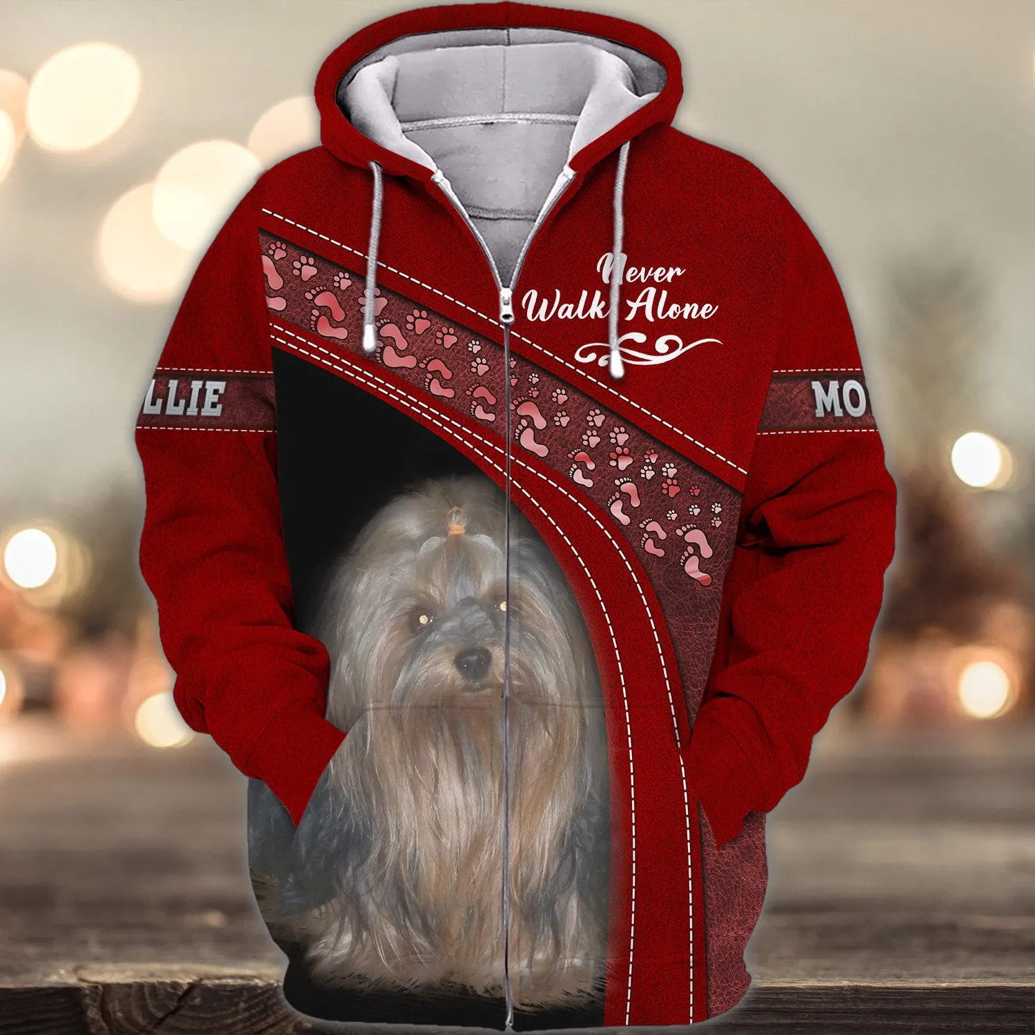 Mollie Love Never Walk Alone Red 3D Full Print Shirts, Shirt For Dog Lovers, Dog Memorial Gifts for loss of Dog