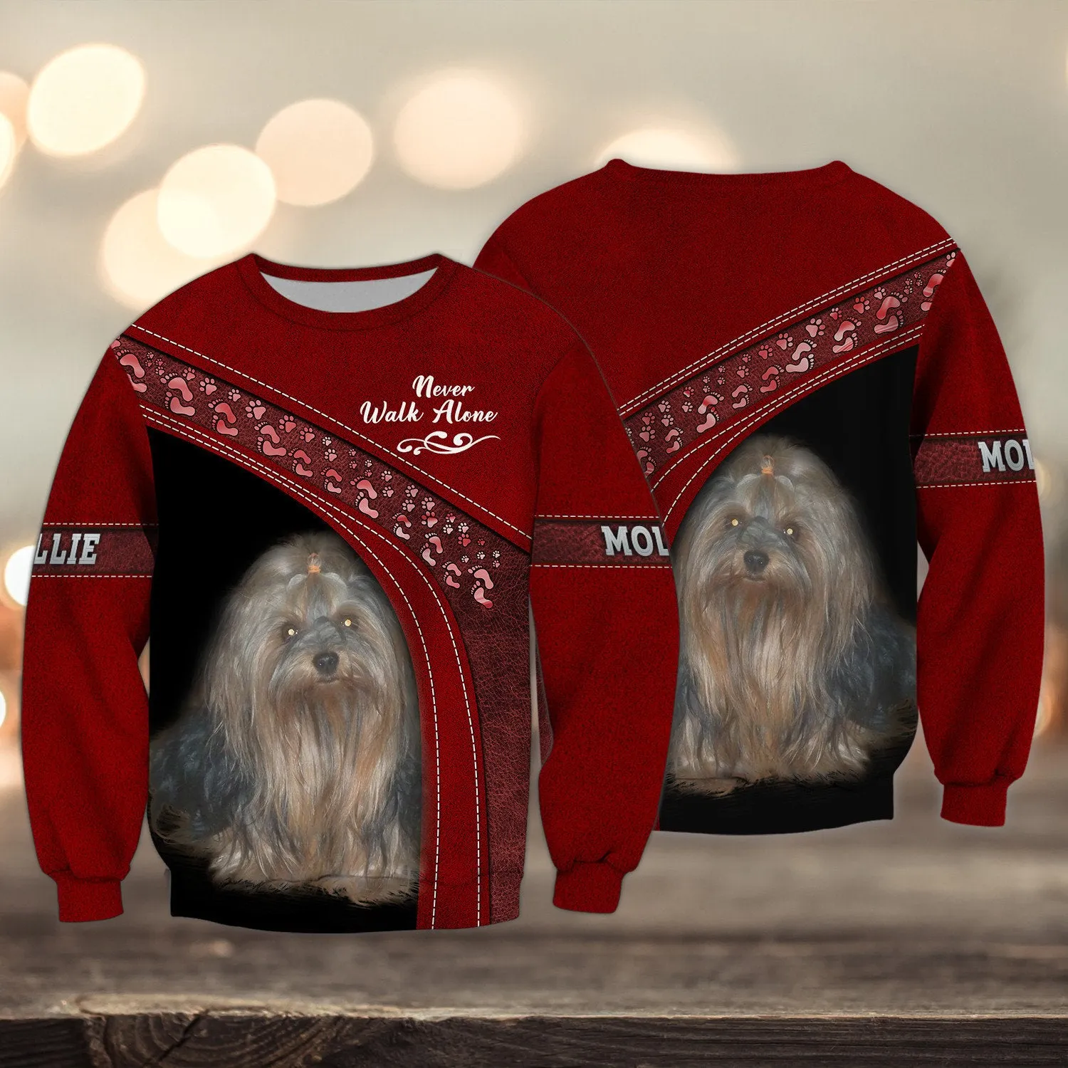 Mollie Love Never Walk Alone Red 3D Full Print Shirts, Shirt For Dog Lovers, Dog Memorial Gifts for loss of Dog