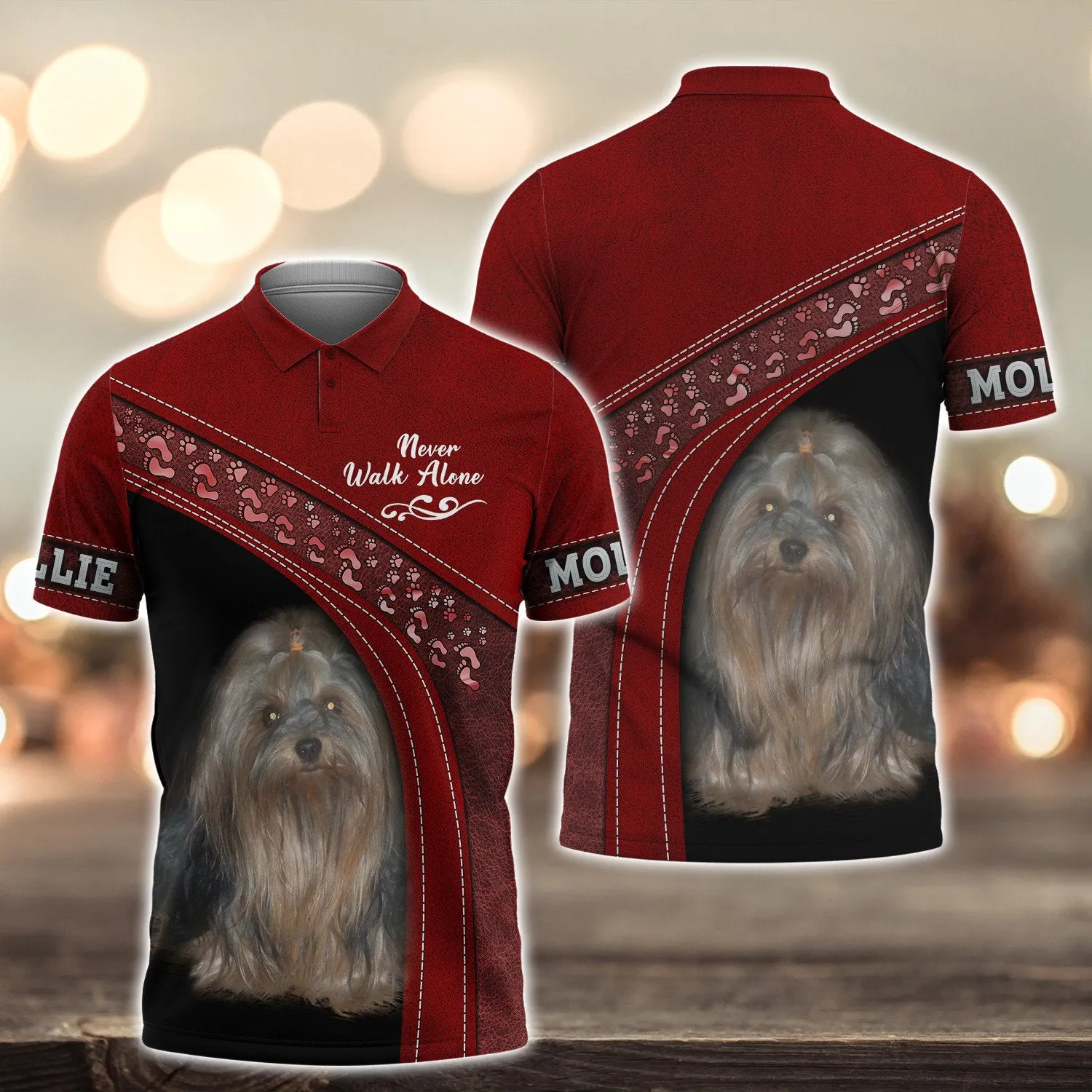 Mollie Love Never Walk Alone Red 3D Full Print Shirts, Shirt For Dog Lovers, Dog Memorial Gifts for loss of Dog