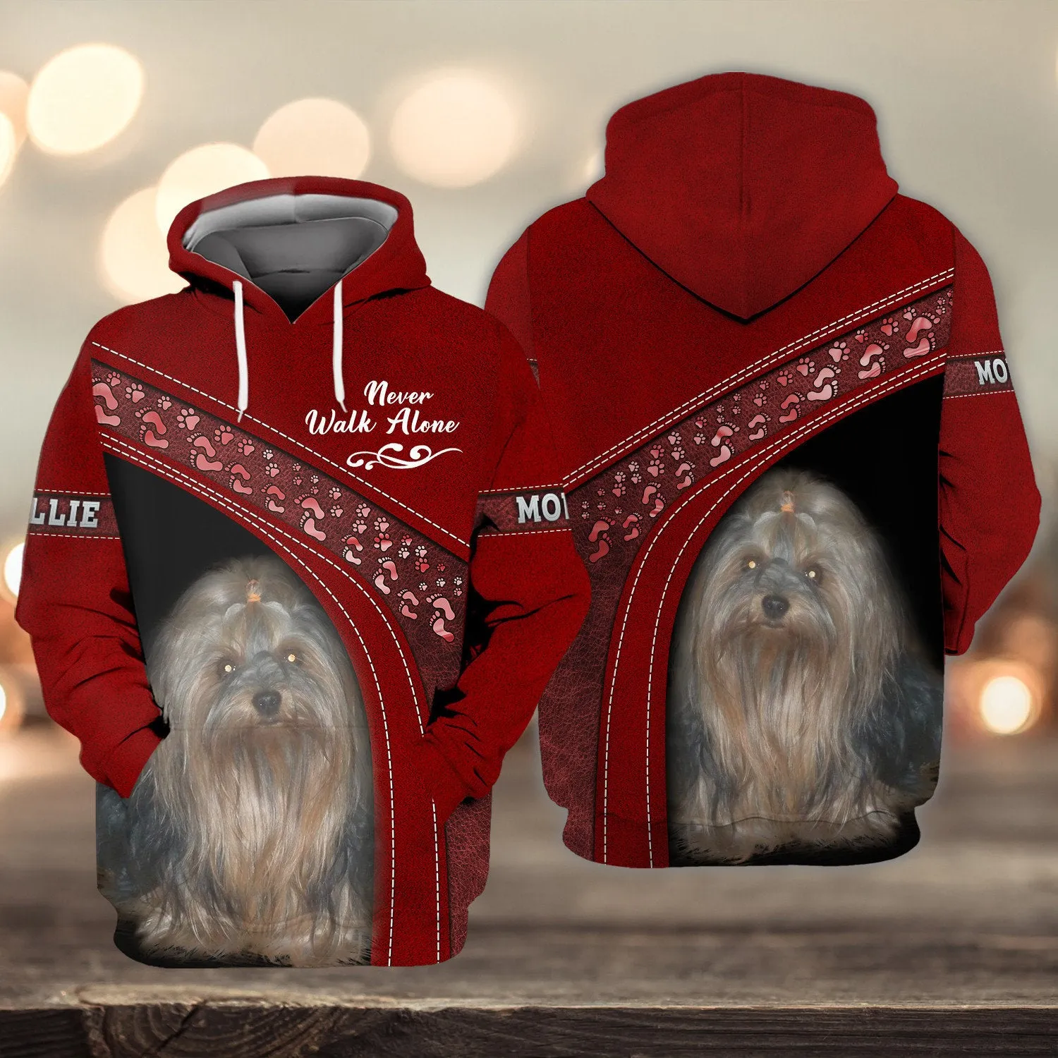 Mollie Love Never Walk Alone Red 3D Full Print Shirts, Shirt For Dog Lovers, Dog Memorial Gifts for loss of Dog