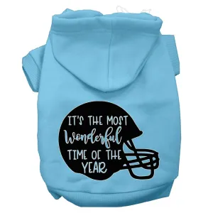 Most Wonderful Time Of The Year (football) Screen Print Dog Hoodie Baby Blue Xxxl