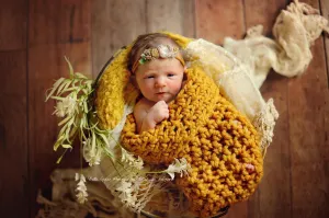 Mustard Yellow Newborn Baby Cocoon Swaddle