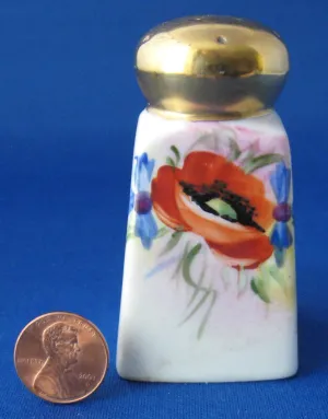 Noritake Nippon Salt Shaker Cruet Poppy Hand Painted 1910s