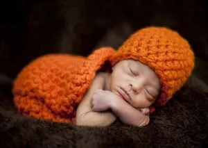 Orange Newborn Cocoon And Hat Set