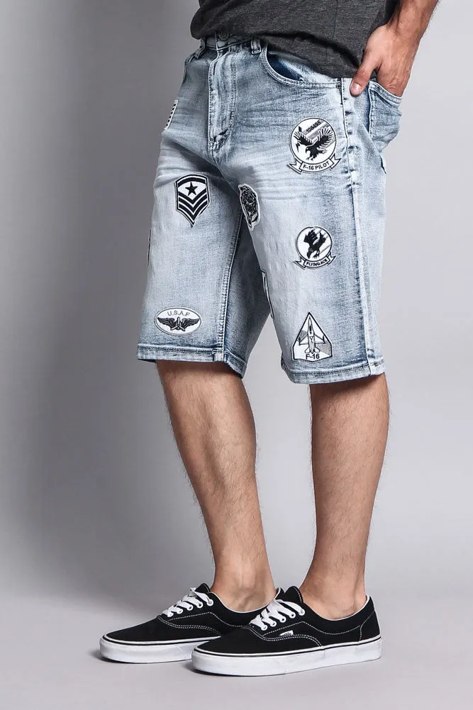 Patch Denim Shorts