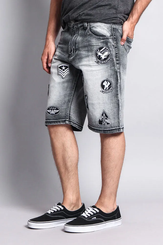 Patch Denim Shorts