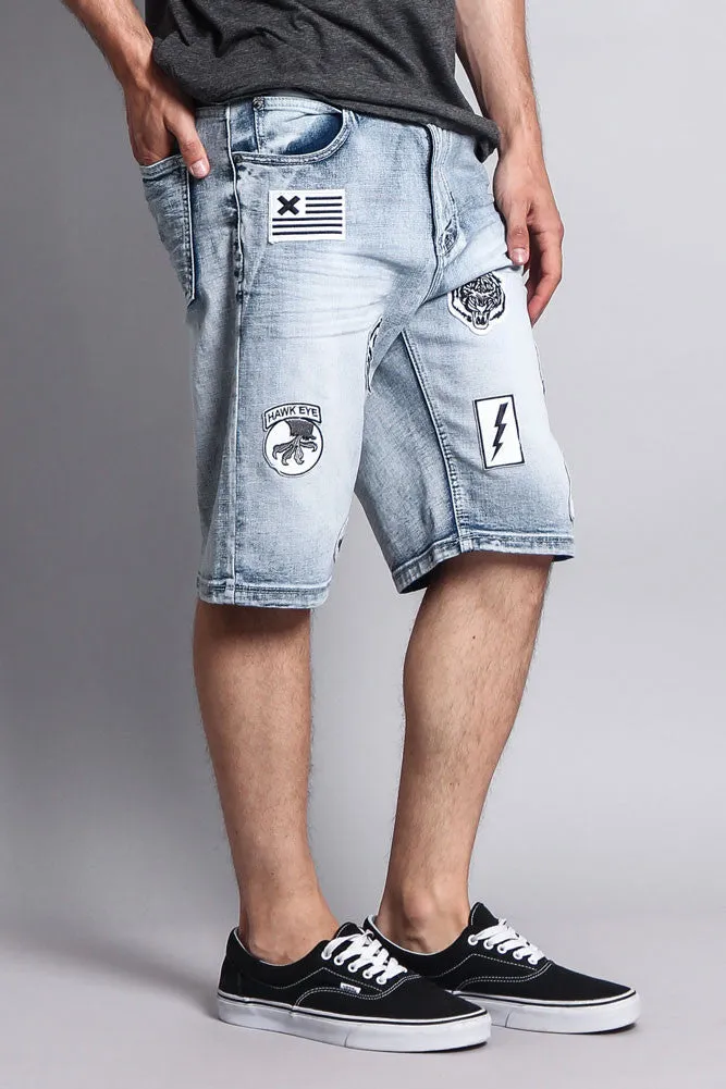 Patch Denim Shorts