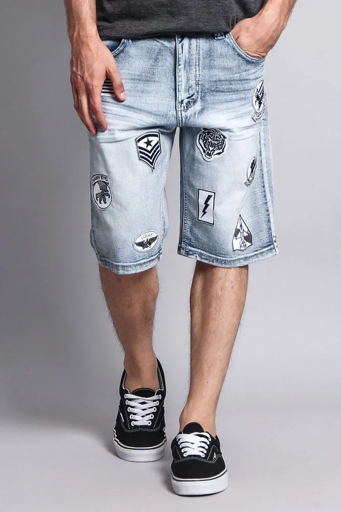 Patch Denim Shorts