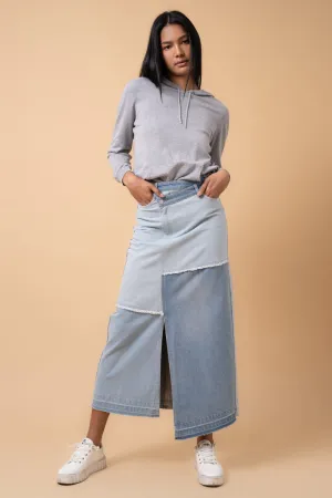 PATCHWORK DENIM SKIRT