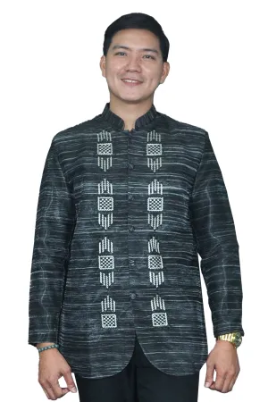 Satin Dusty Black Premium Barong Tagalog Coat - Garry - MR60