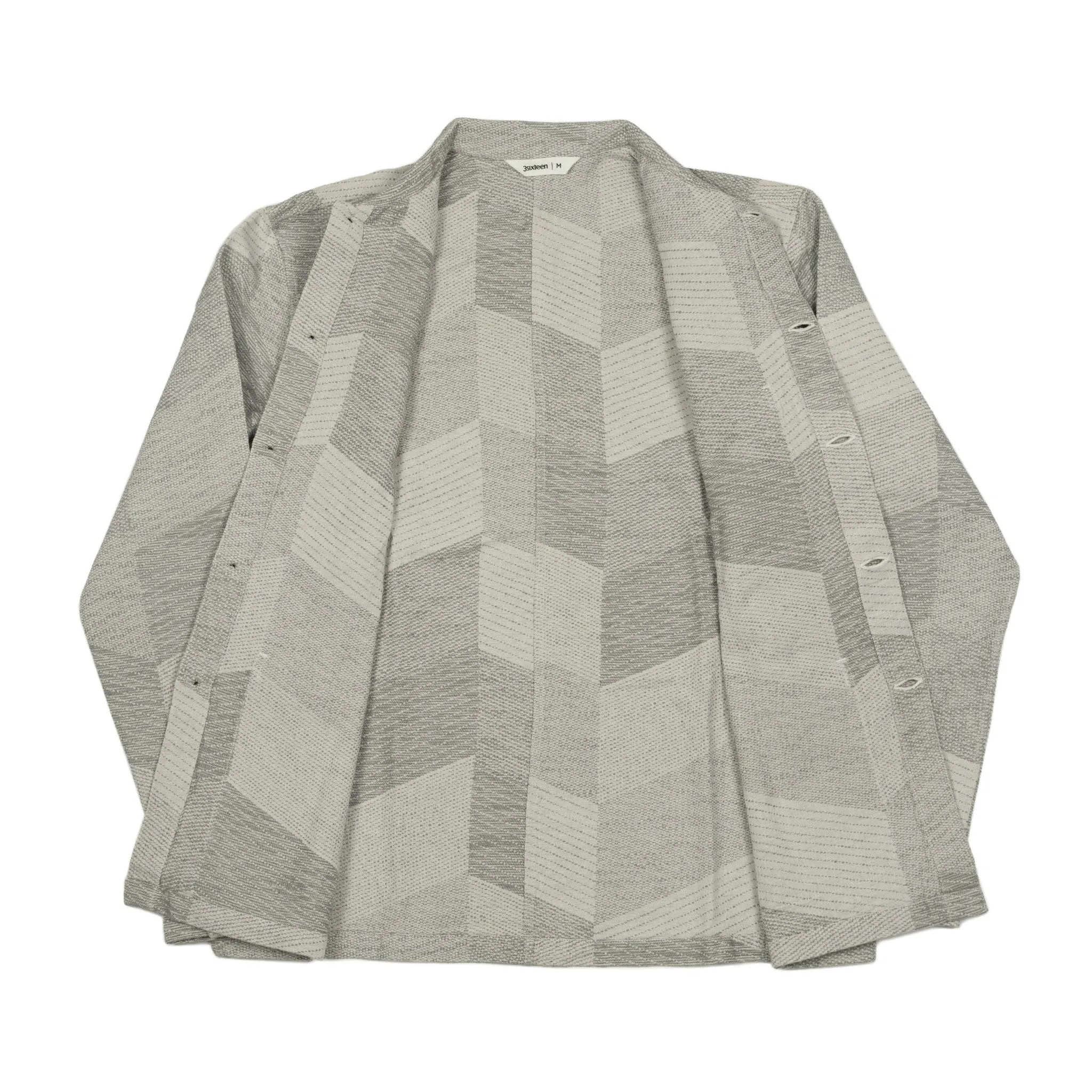 Shop jacket in ash grey cotton zig-zag jacquard