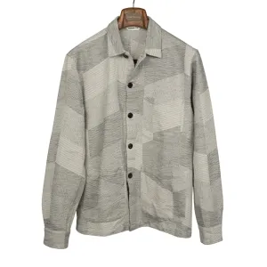 Shop jacket in ash grey cotton zig-zag jacquard