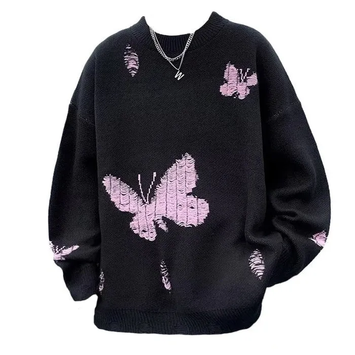 Soft Boy Butterfly Embroidery Sweater