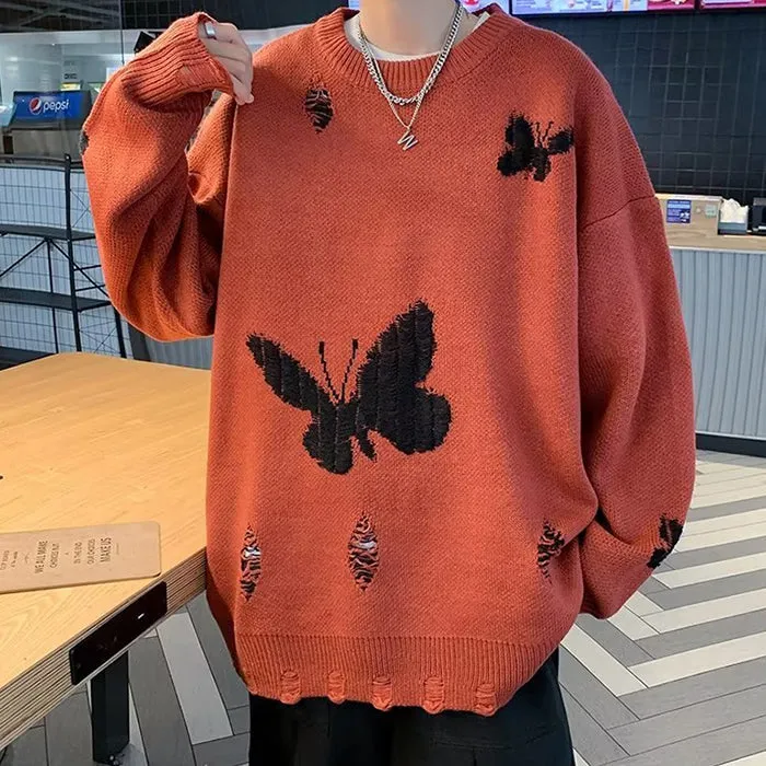 Soft Boy Butterfly Embroidery Sweater