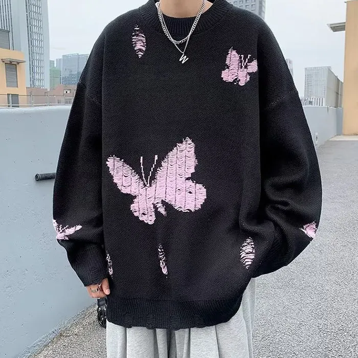 Soft Boy Butterfly Embroidery Sweater