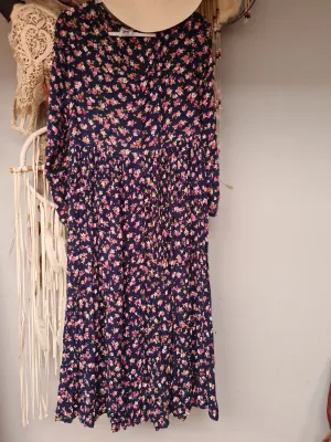 Vintage papillion Floral Dress Size L