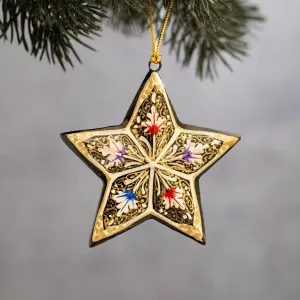 White Trellis Mini Star Hanging Ornament