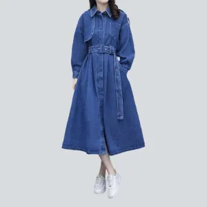 Women's denim coat with belt